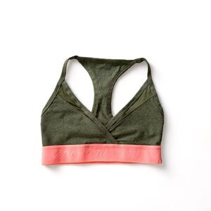 Sm Women’s Olive Green Sports Bralette with Coral Band
